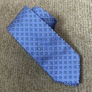 Hugo Boss Mens Blue Geometric Silk Necktie Made in Italy Classic Formal Tie